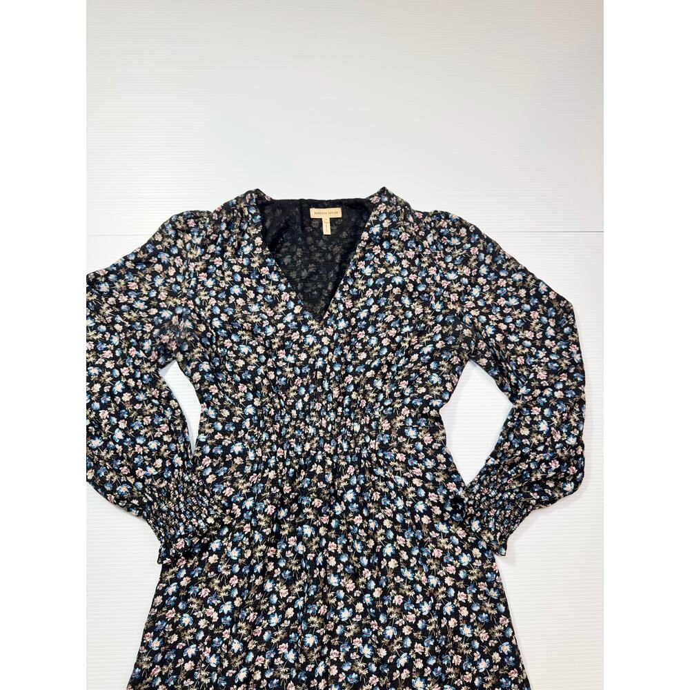 Rebecca Taylor Zelma Floral Silk Midi Dress Women’s 4 Black Cottagecore Prarie - Picture 14 of 16